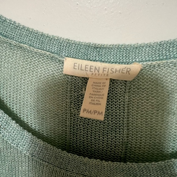 Eileen Fisher Top Womens Absinthe Linen Jersey Long Sleeve Crew Neck PM - Picture 7 of 8